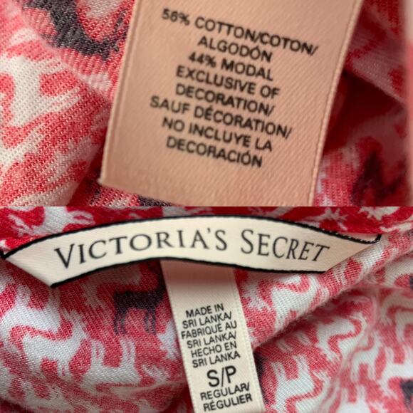 Victoria's Secret The Dreamer Red White Reindeer Print Flannel Pajama Set Small - Picture 11 of 11